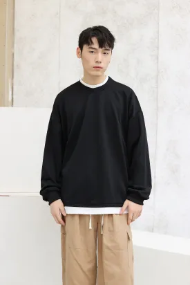 Oversized Mock Two-Piece Long-Sleeve Tee