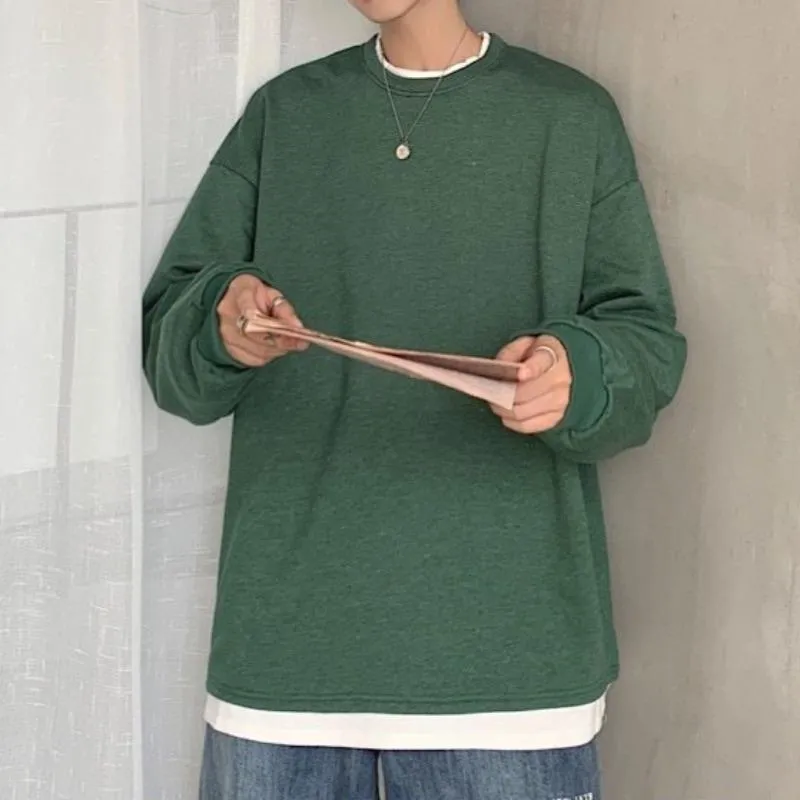 Oversized Mock Two-Piece Long-Sleeve Tee