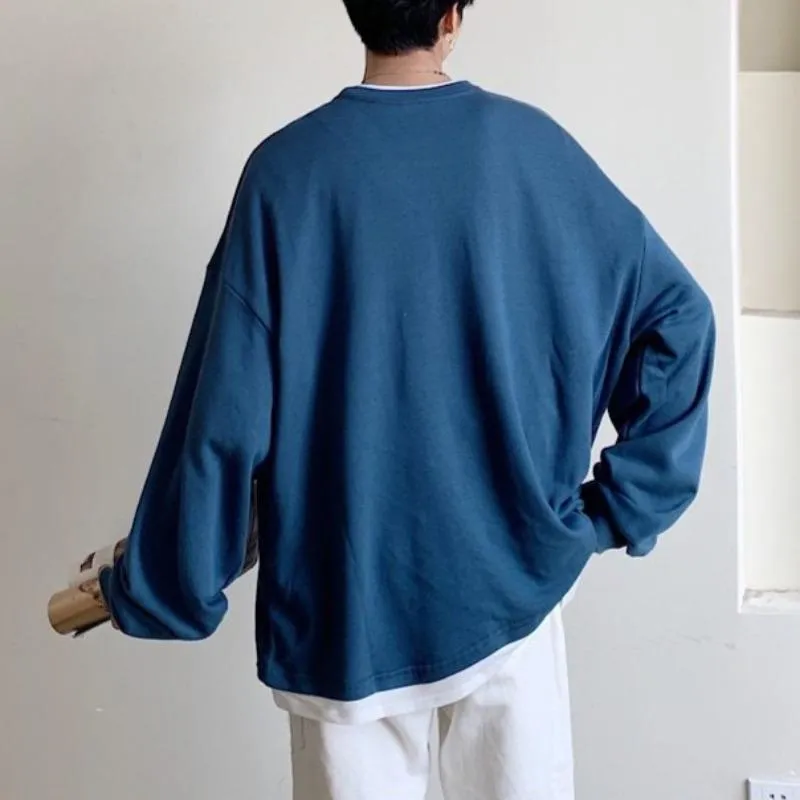 Oversized Mock Two-Piece Long-Sleeve Tee