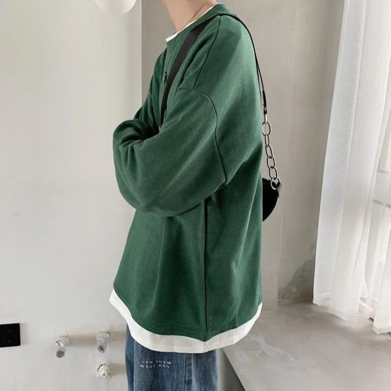 Oversized Mock Two-Piece Long-Sleeve Tee