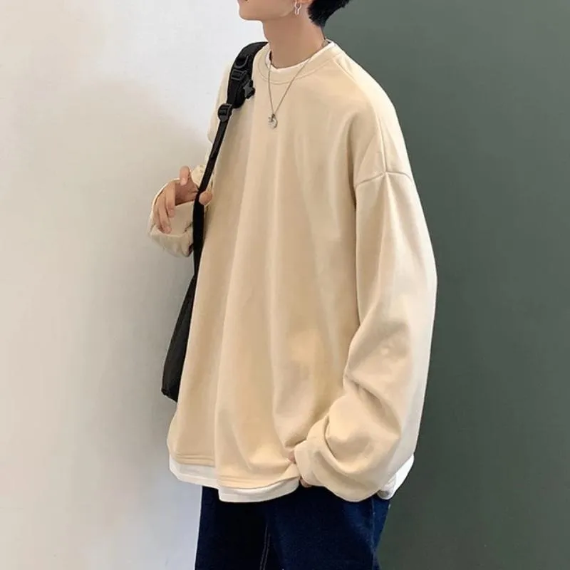 Oversized Mock Two-Piece Long-Sleeve Tee