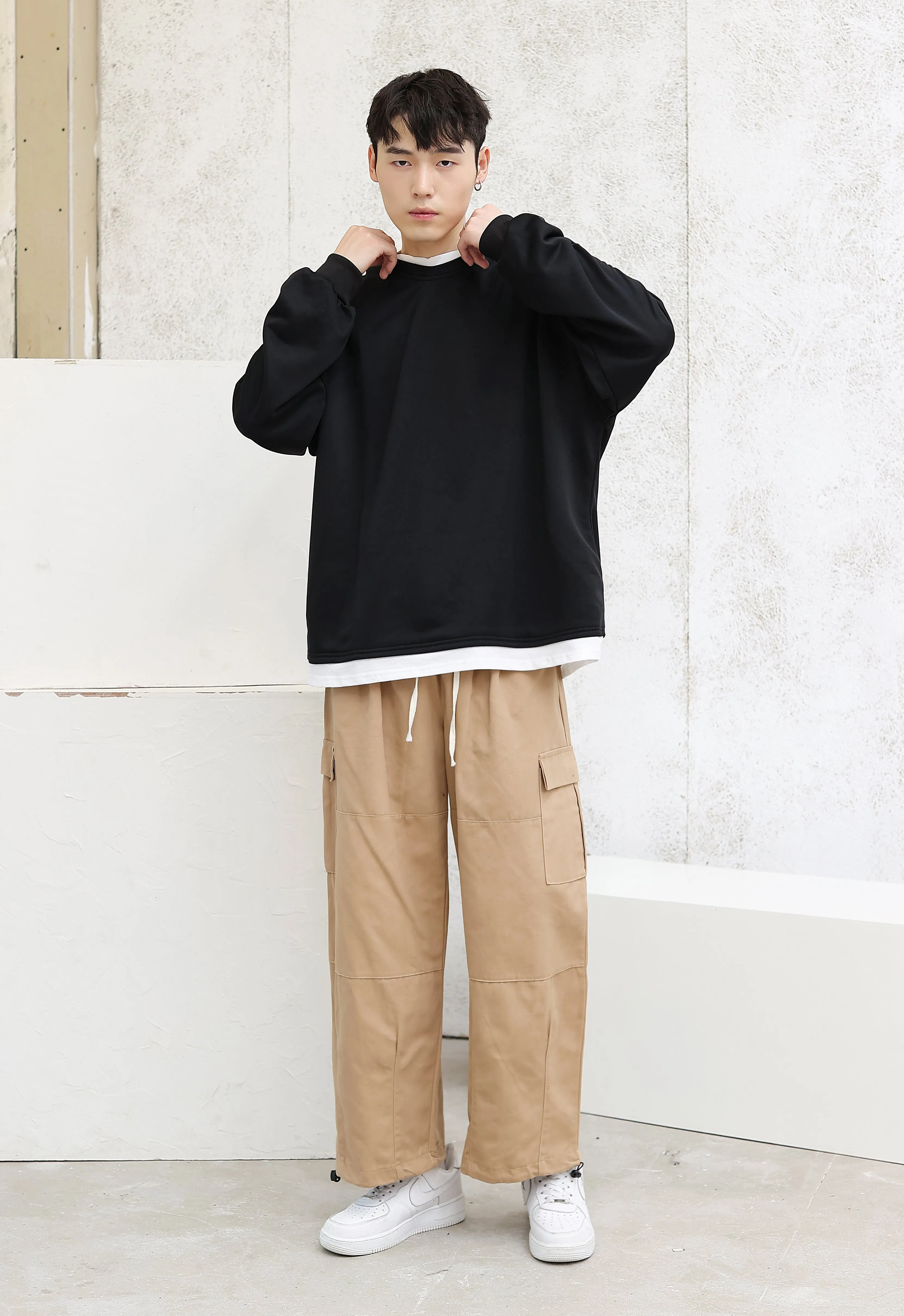 Oversized Mock Two-Piece Long-Sleeve Tee