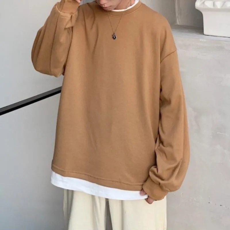 Oversized Mock Two-Piece Long-Sleeve Tee