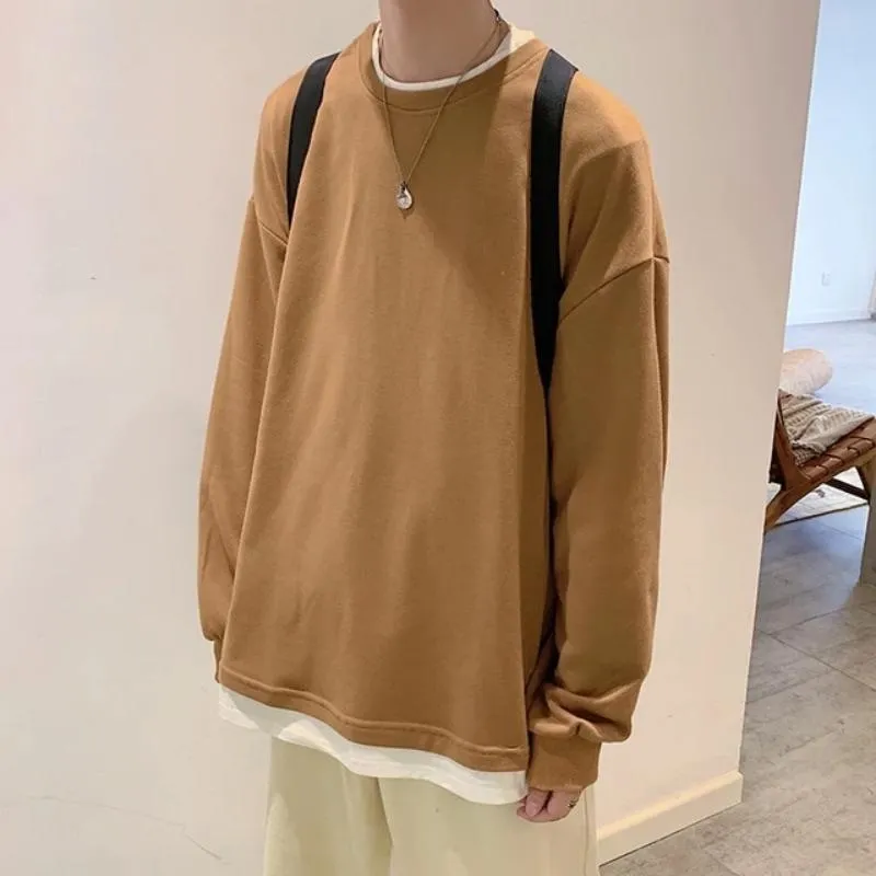 Oversized Mock Two-Piece Long-Sleeve Tee