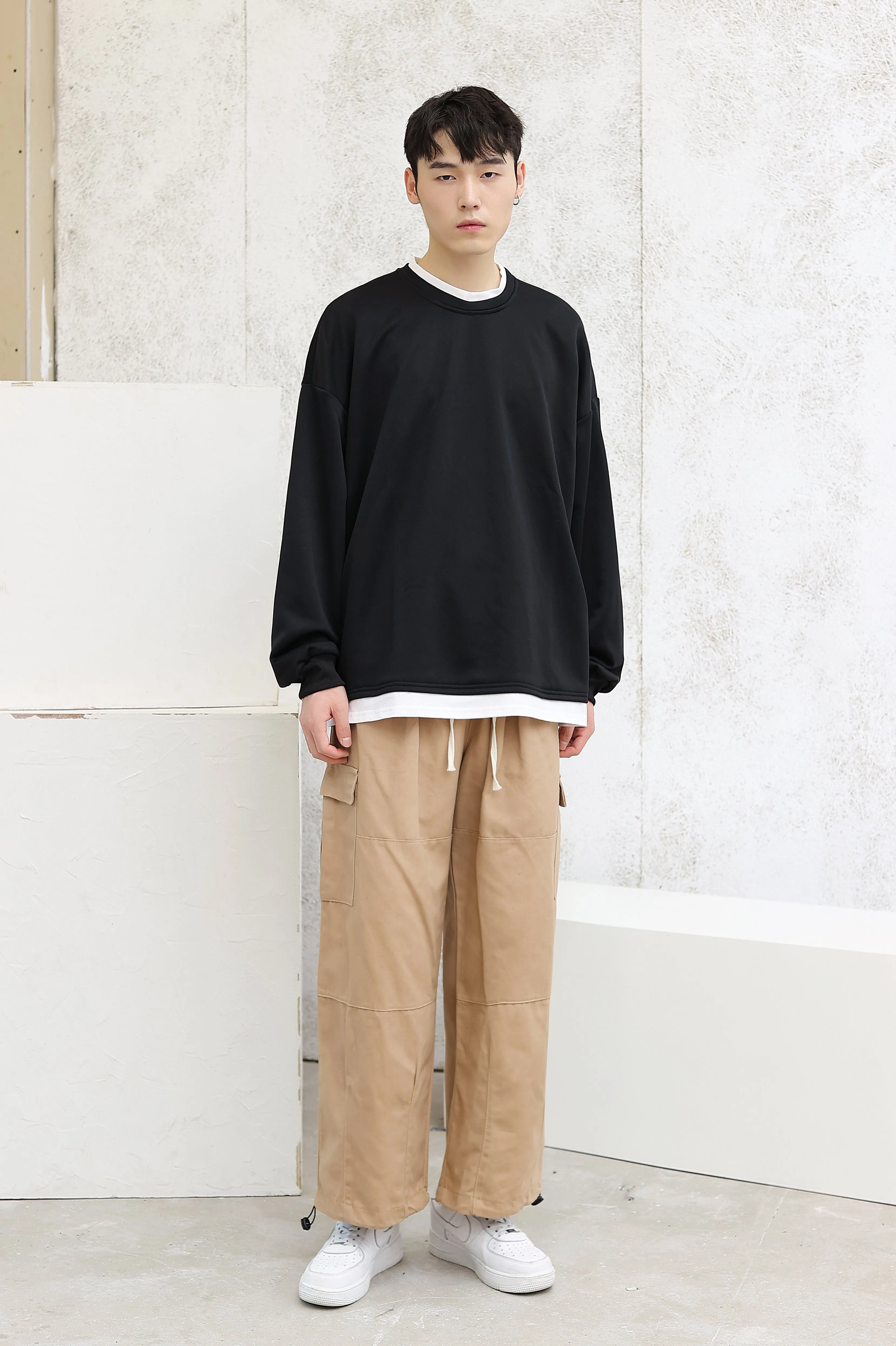 Oversized Mock Two-Piece Long-Sleeve Tee