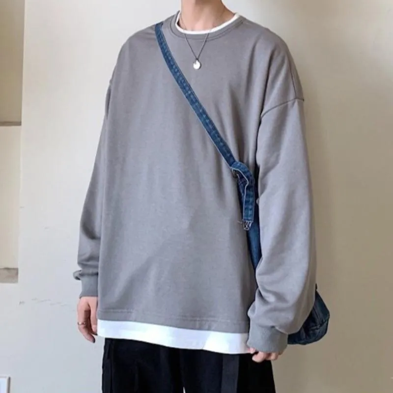 Oversized Mock Two-Piece Long-Sleeve Tee