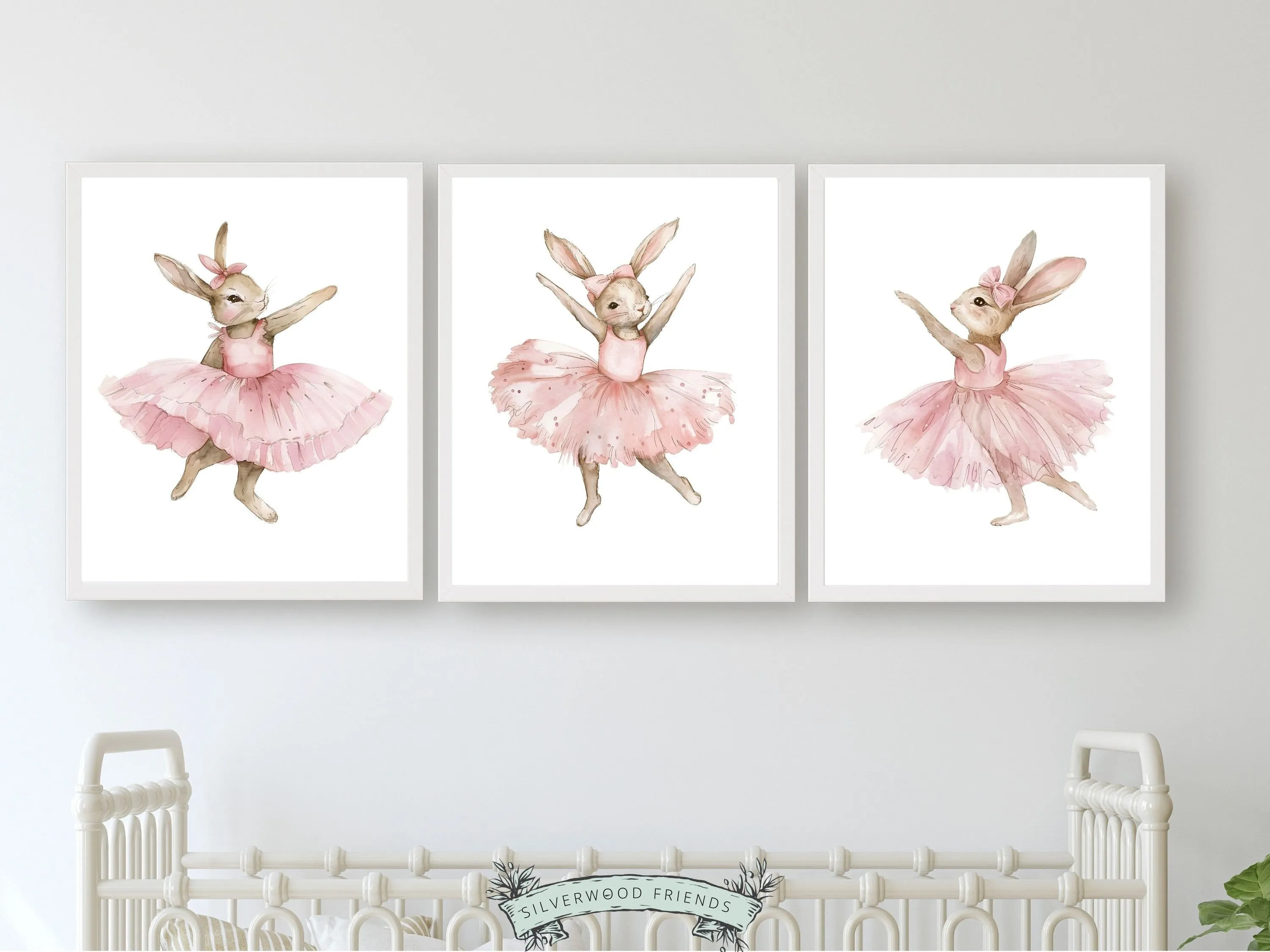 Pale Pink Bunny Nursery Prints