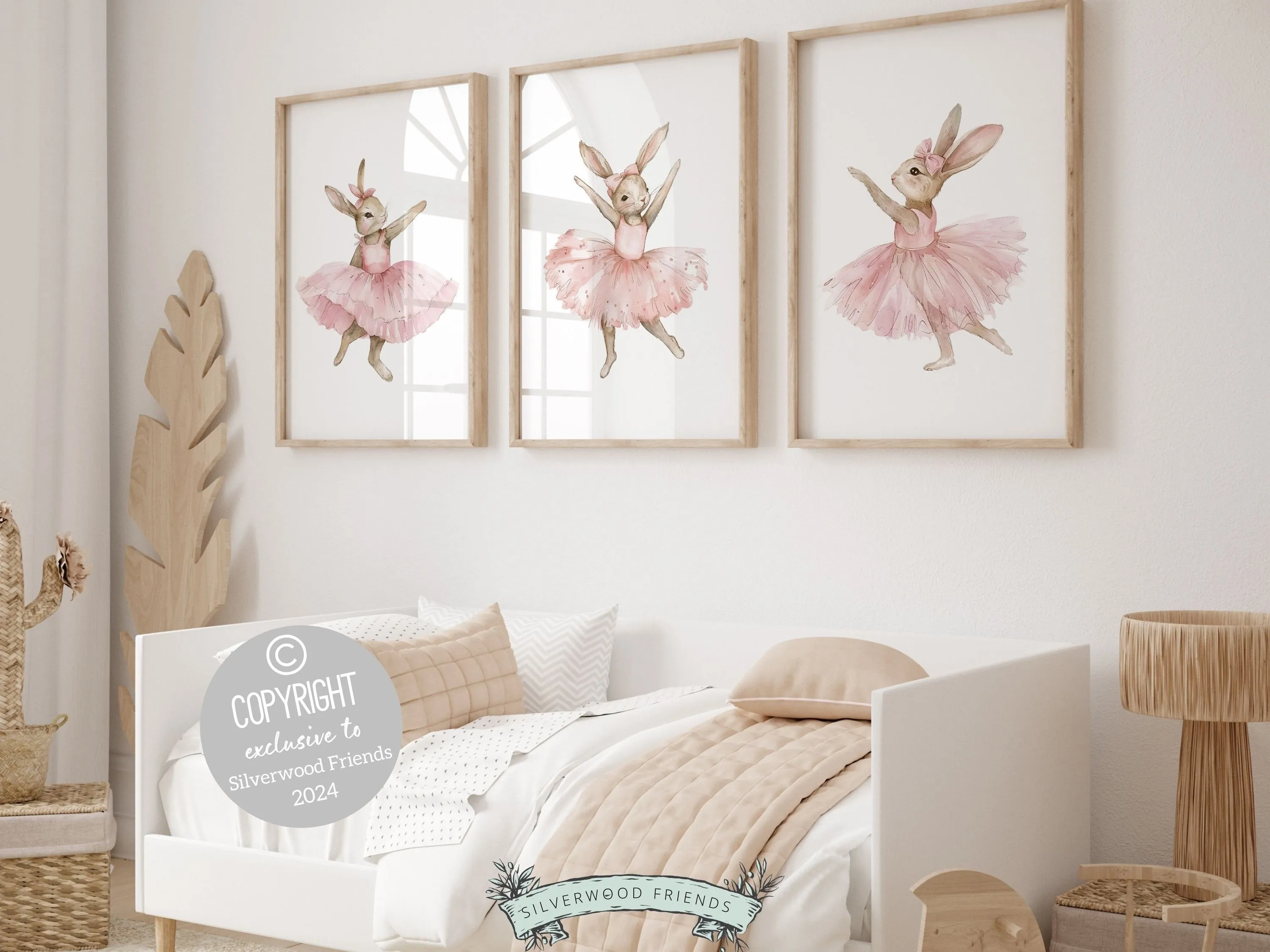 Pale Pink Bunny Nursery Prints