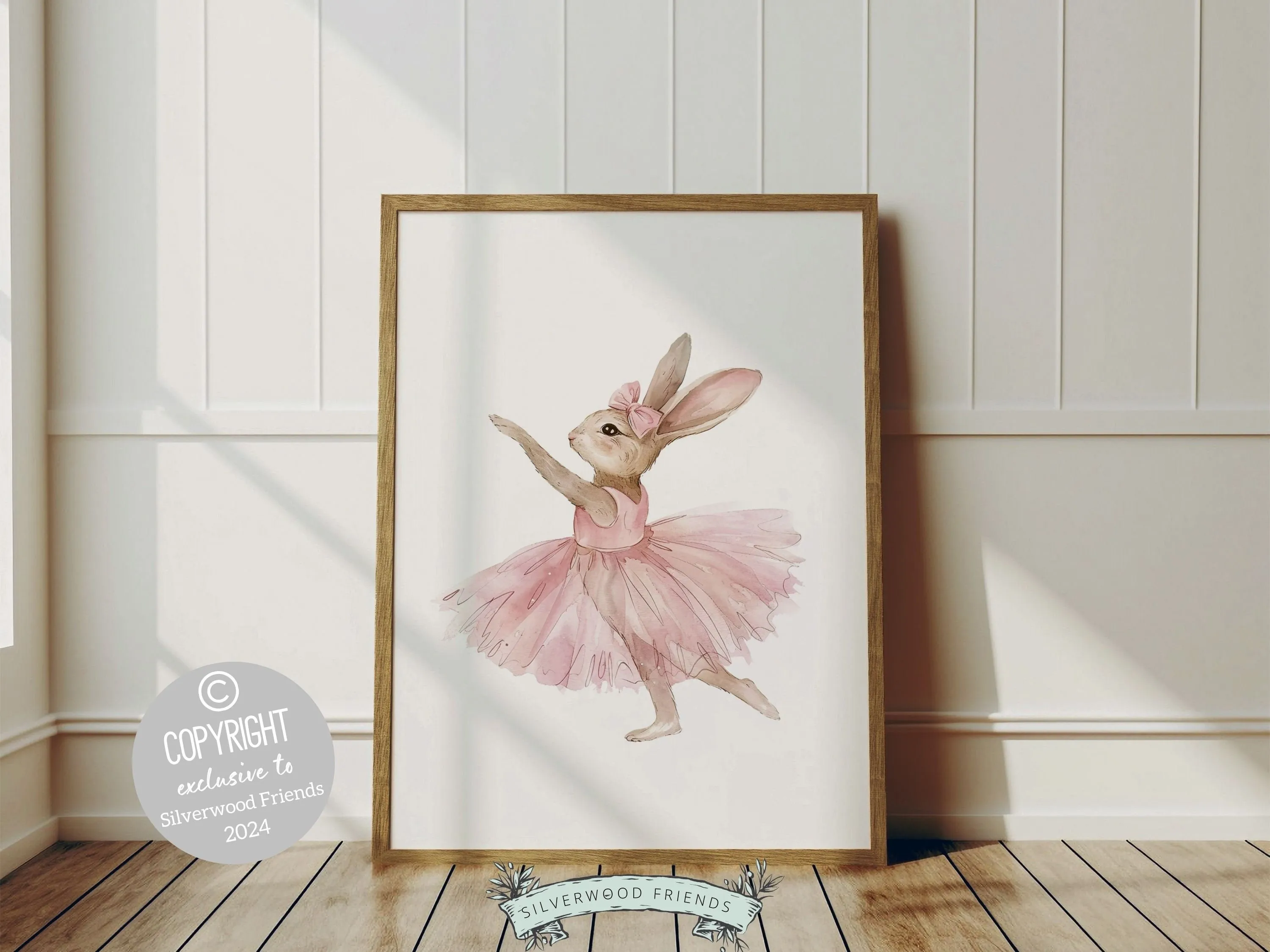 Pale Pink Bunny Nursery Prints