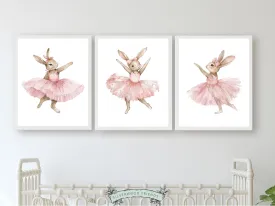 Pale Pink Bunny Nursery Prints