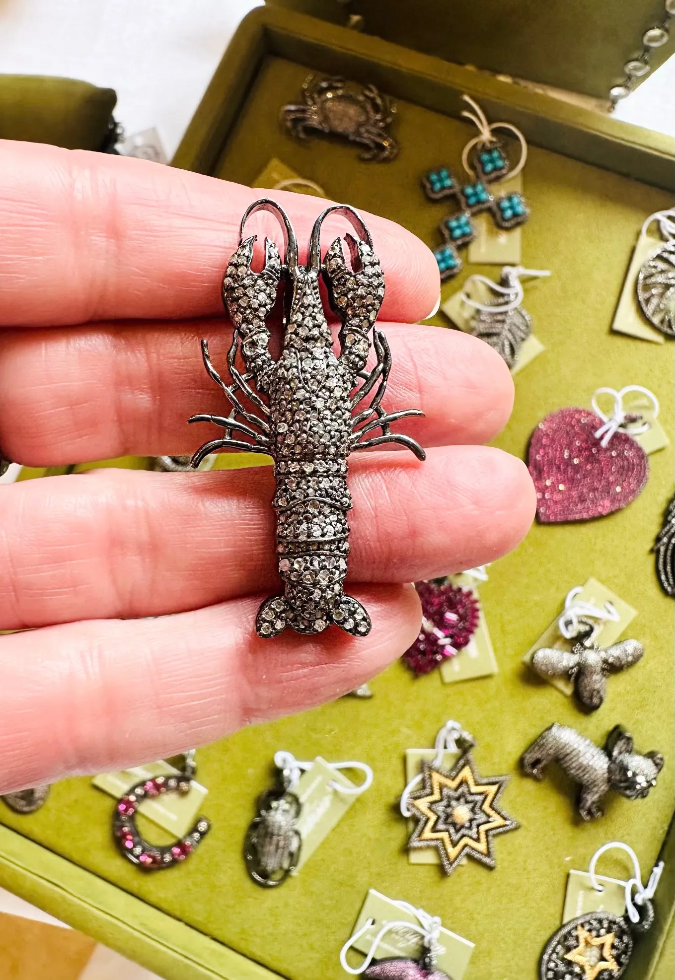 Pave Diamond Lobster Pin & Pendant