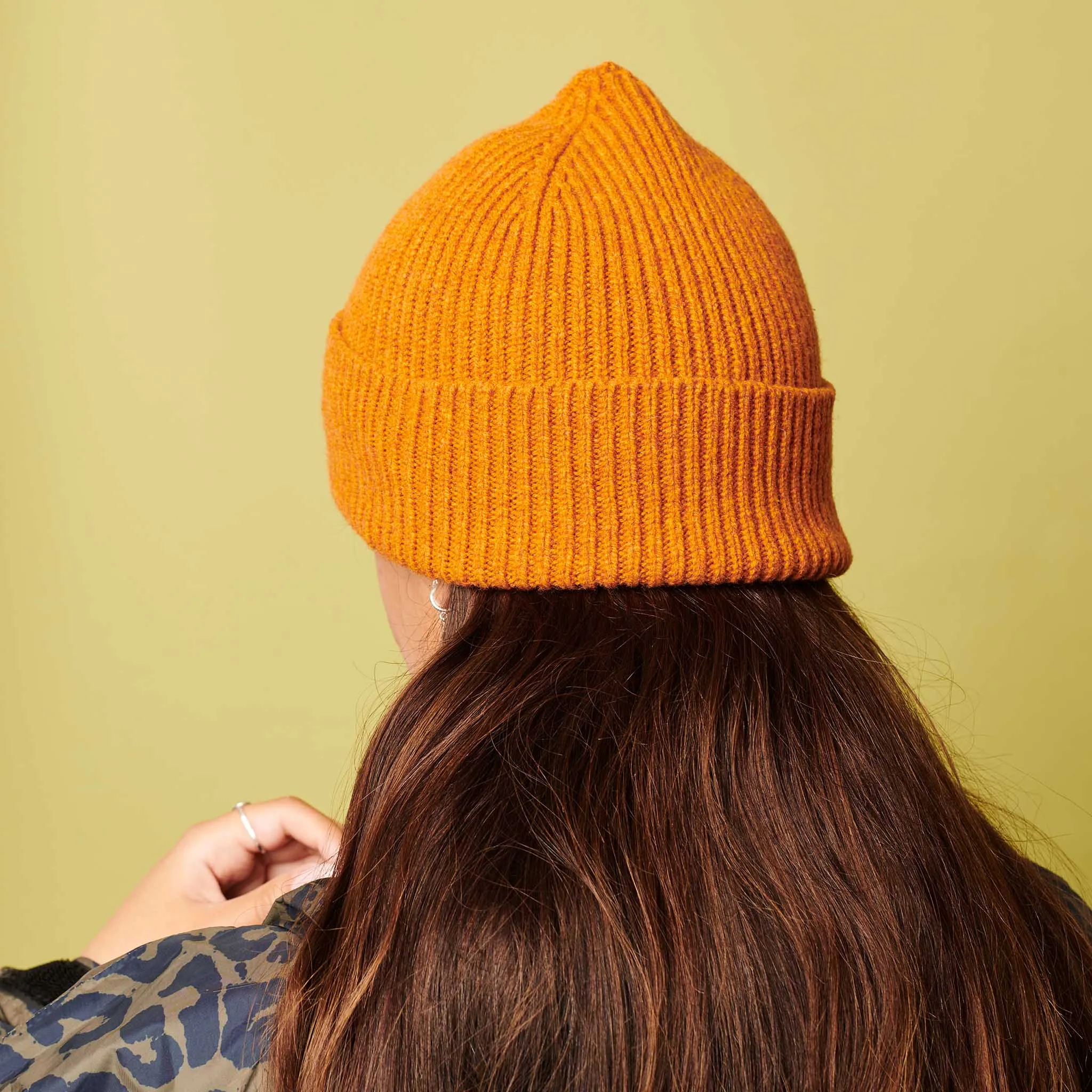 Rust Ribbed Lambswool Unisex Beanie