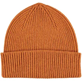 Rust Ribbed Lambswool Unisex Beanie