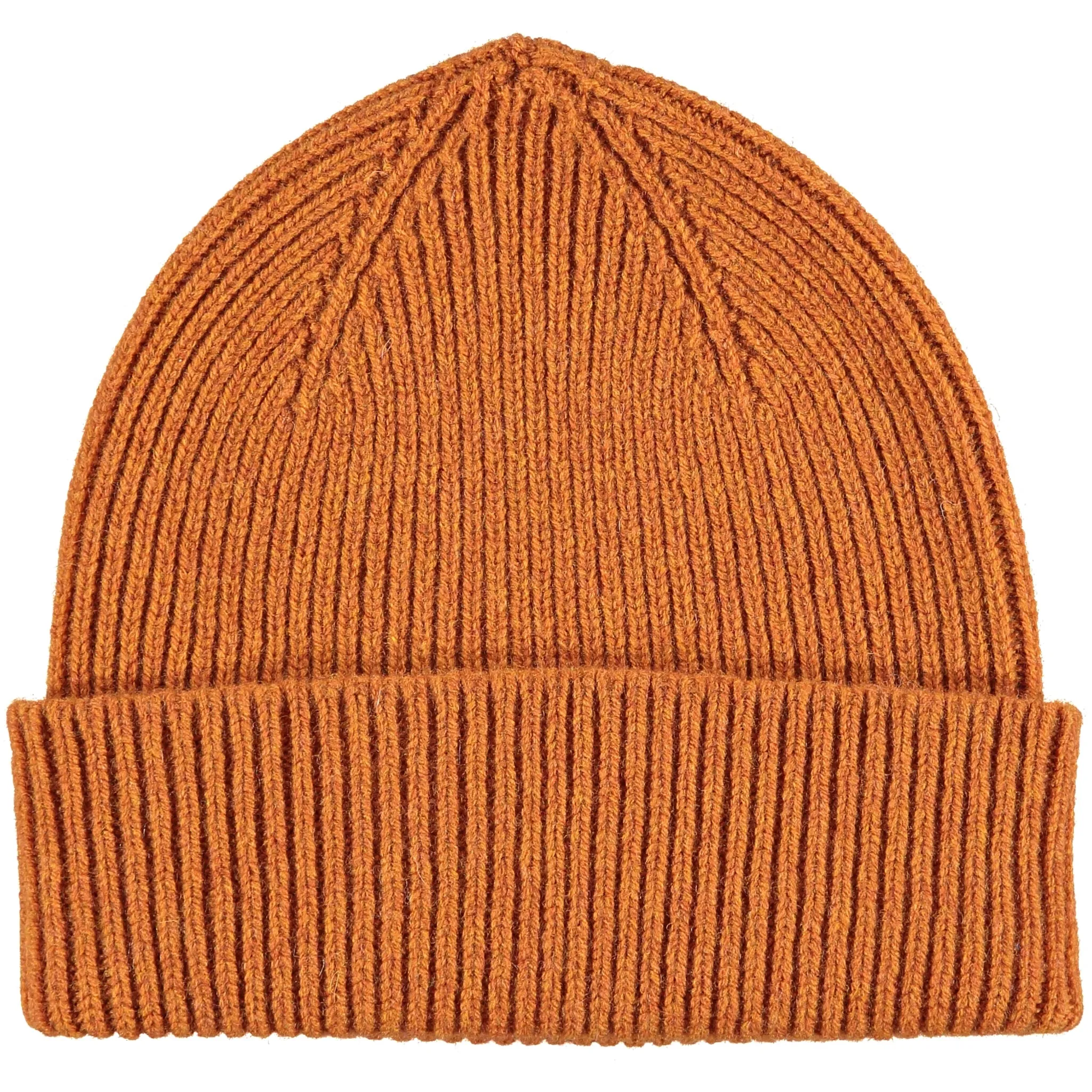 Rust Ribbed Lambswool Unisex Beanie