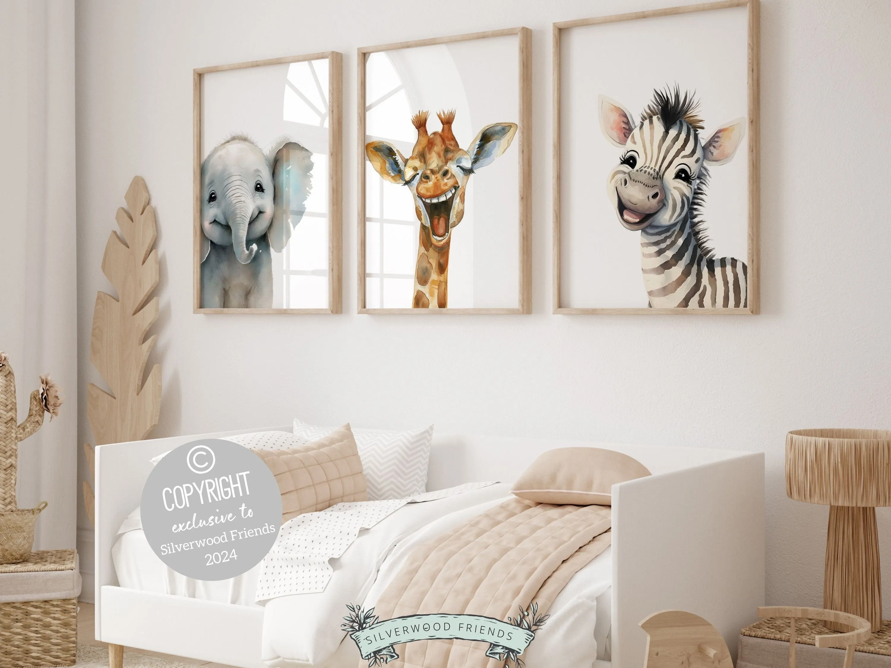 Smiling Safari Animal Nursery Prints