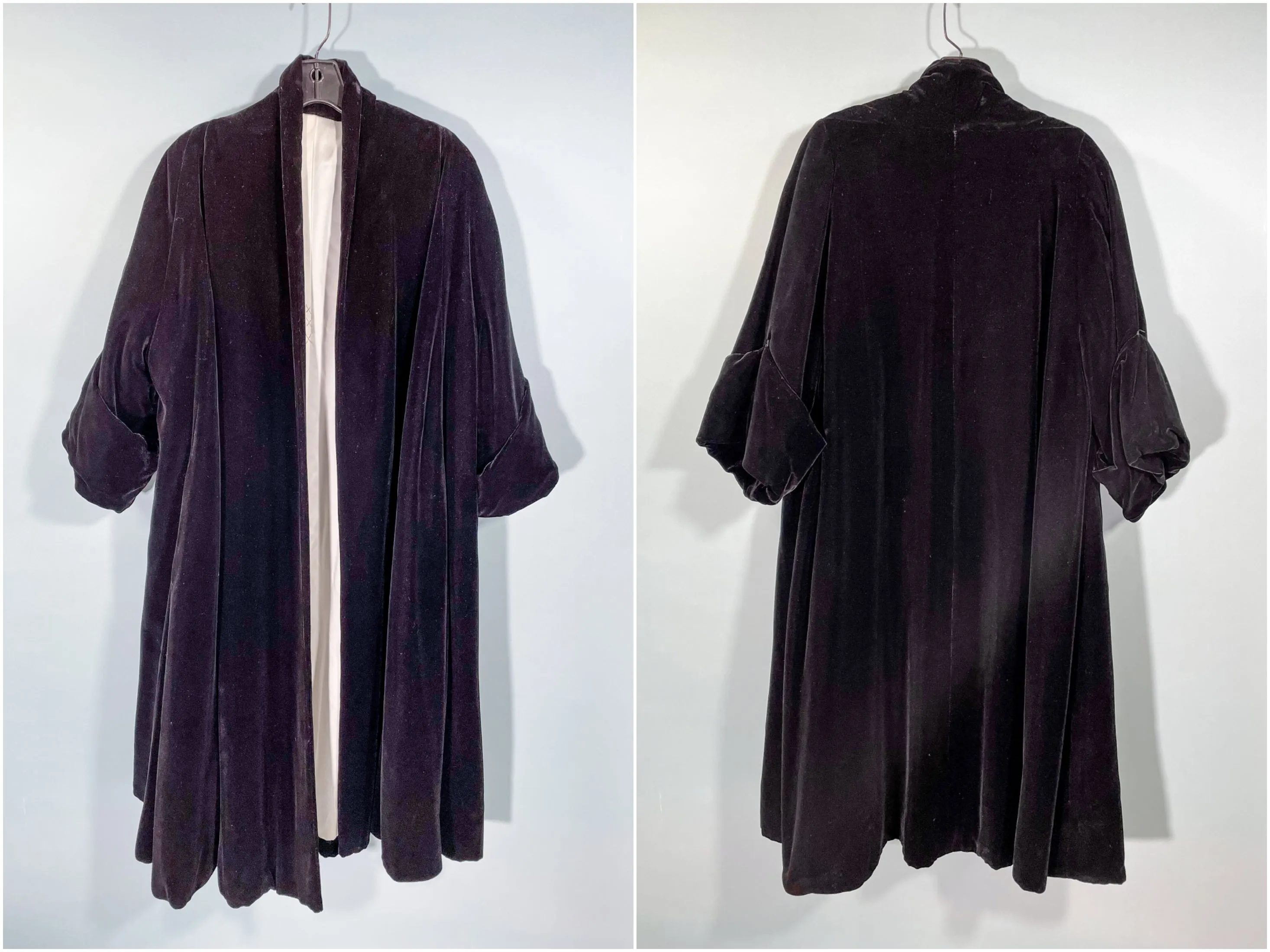 SOLD Vintage 50s Black Velvet Swing Coat, Wrap Front Evening/Party Coat M/L/XL