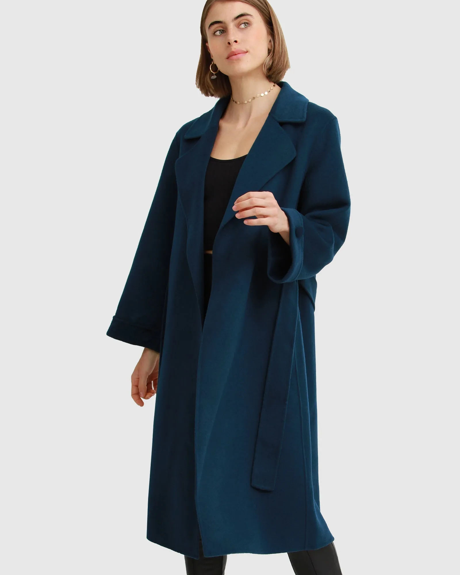 Stay Wild Oversized Wool Coat - Dark Teal