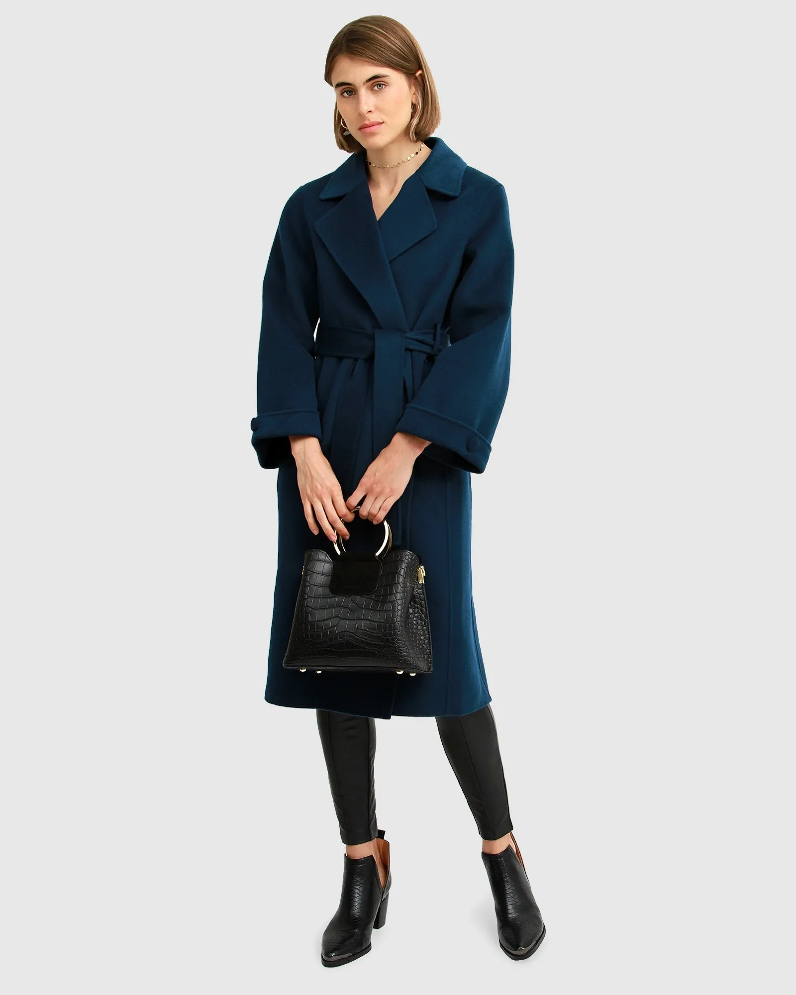 Stay Wild Oversized Wool Coat - Dark Teal