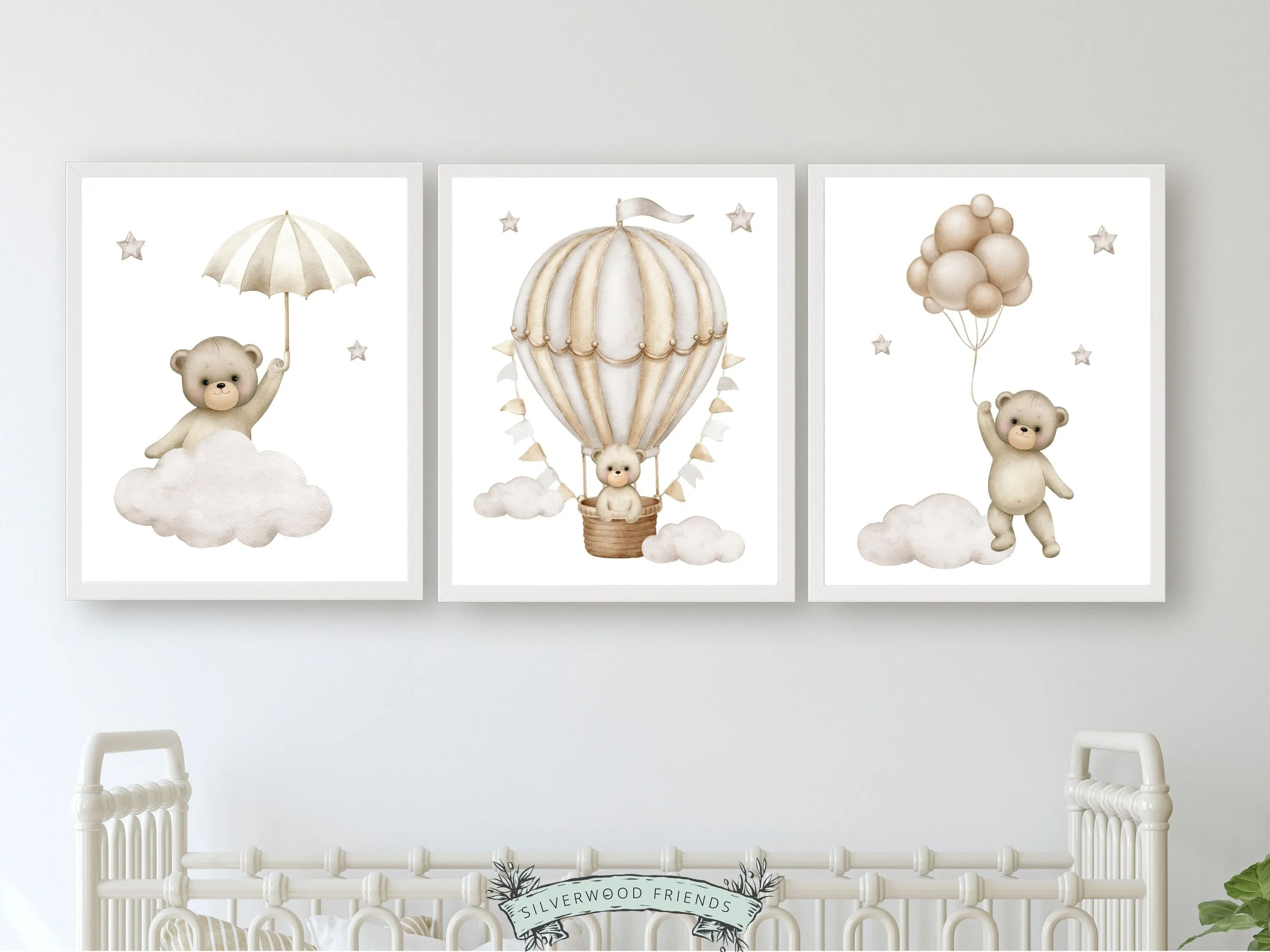 Teddy Bear Balloon Nursery Prints