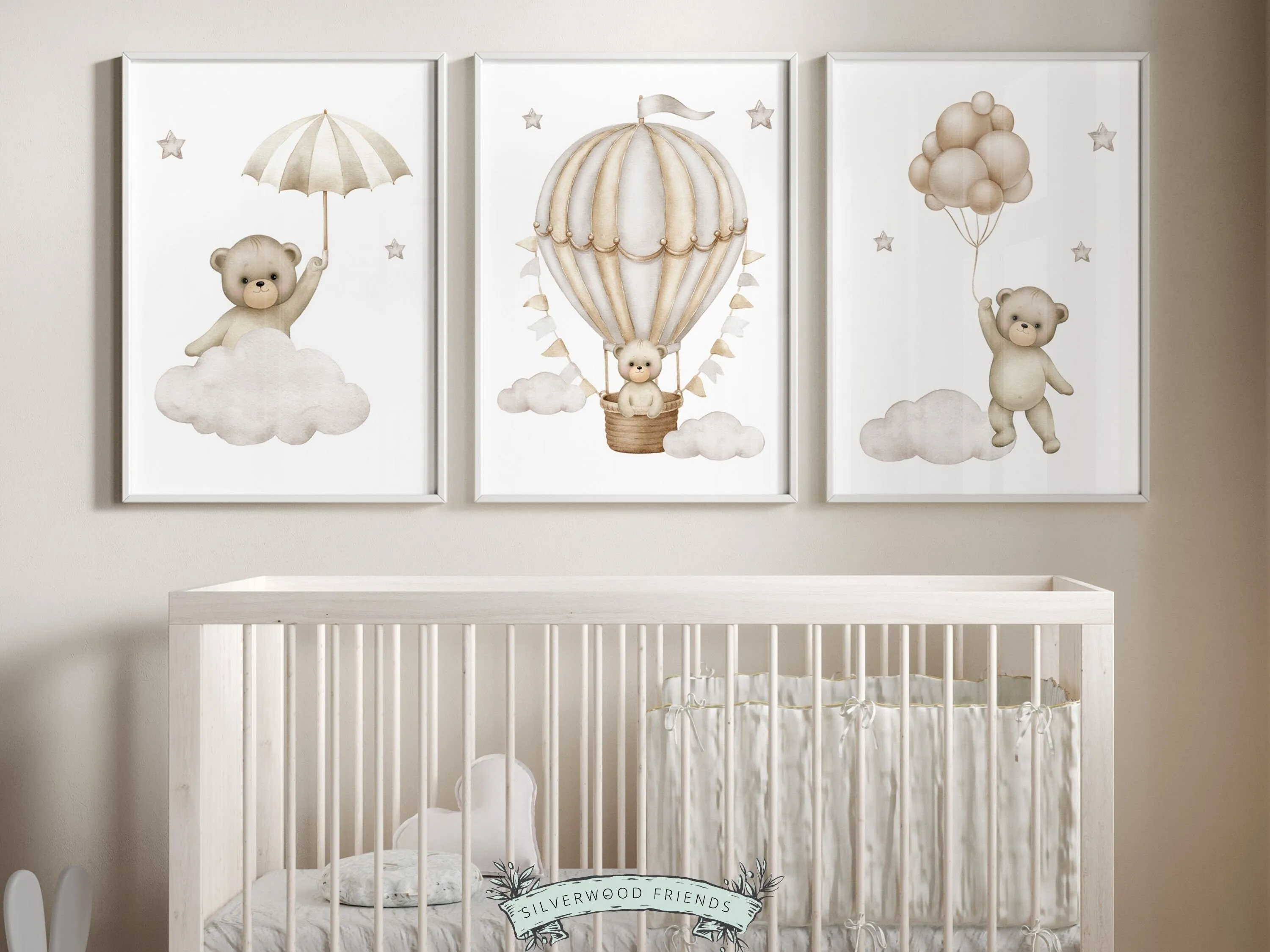 Teddy Bear Balloon Nursery Prints