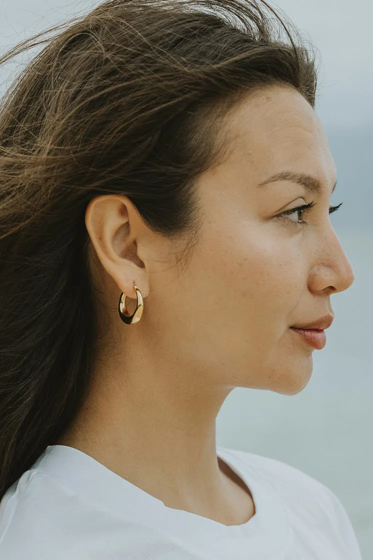 Thick Hoop Earrings - 14k