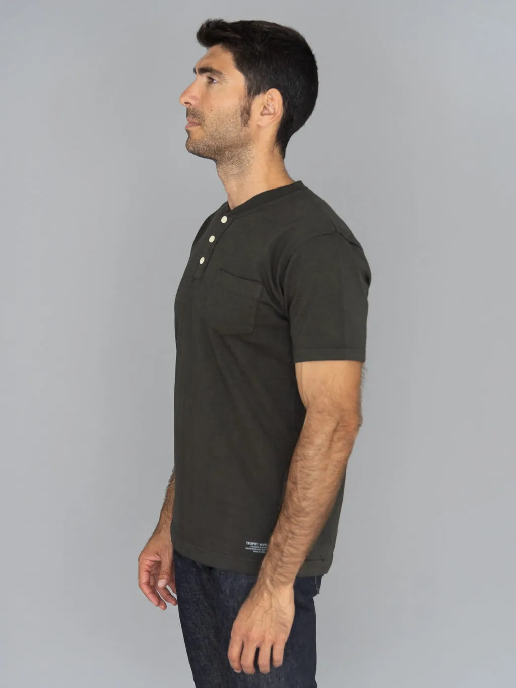 Trophy Clothing OD Henley Tee Gun Black