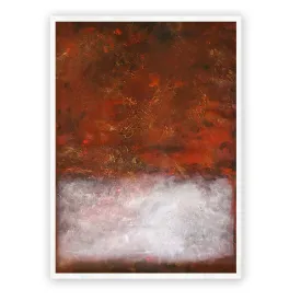 Vertical red, white & gold abstract wall art print