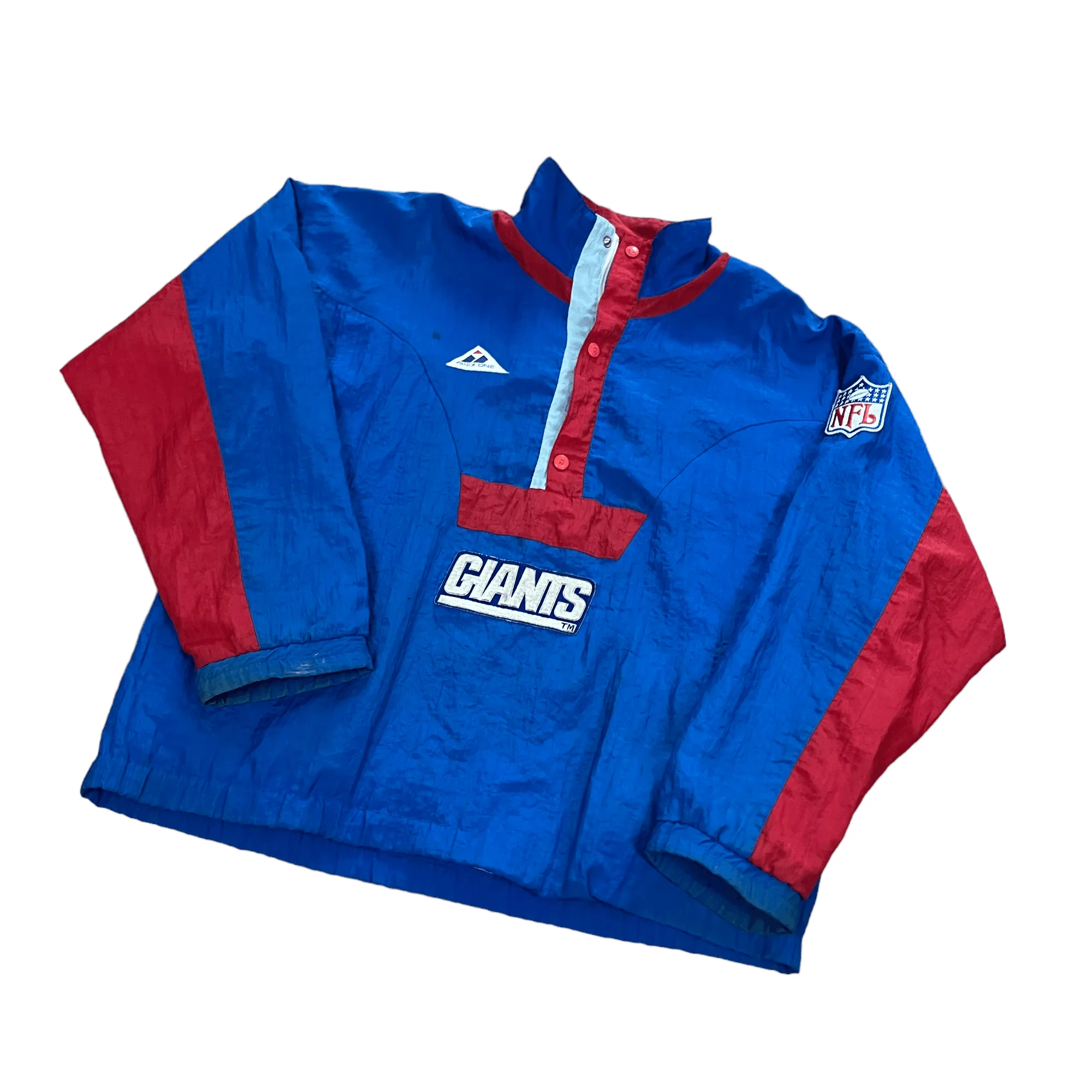 Vintage 90s Blue   Red NFL Giants Quarter Zip Jacket - Extra Large