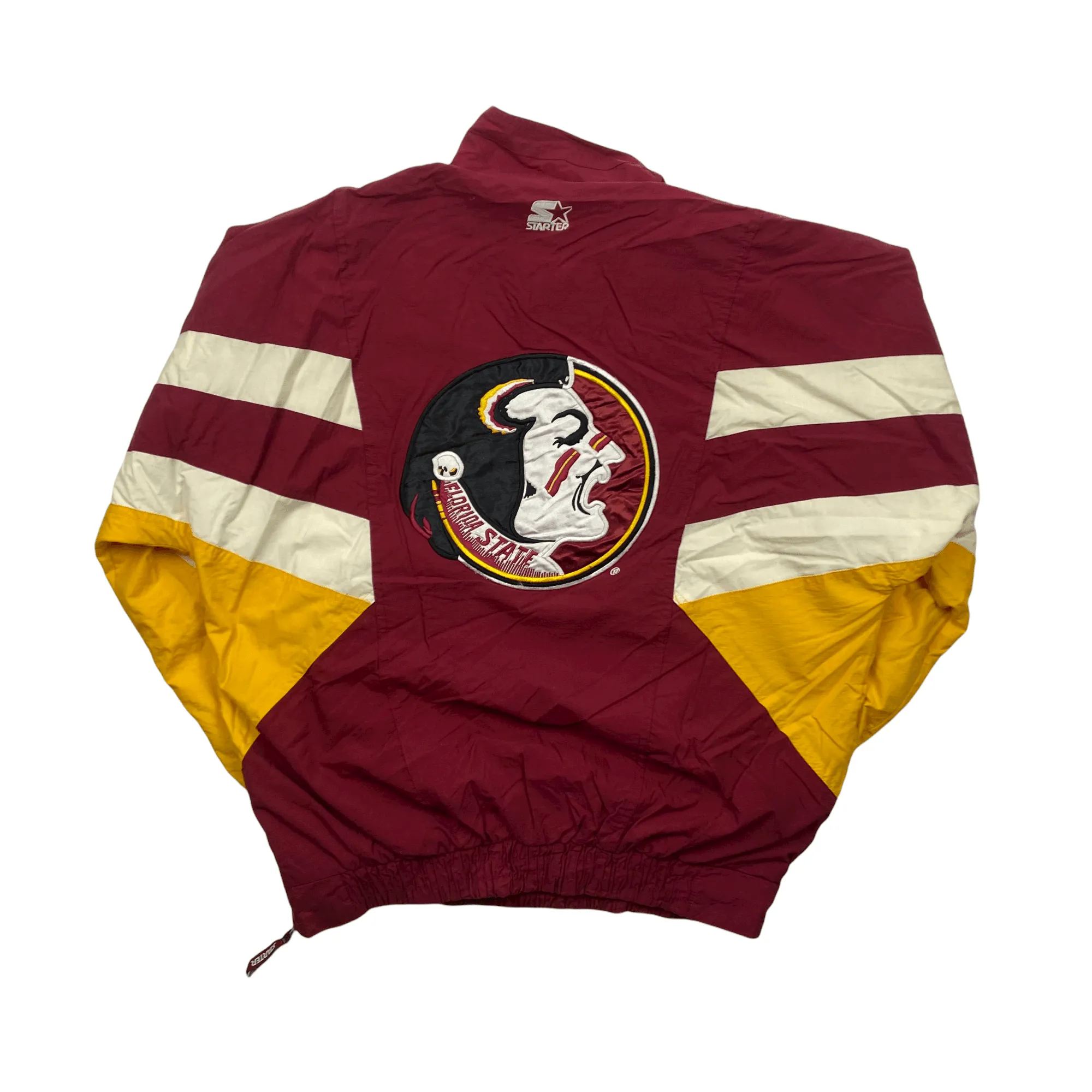 Vintage 90s Burgundy, White   Yellow Starter Florida State Large Logo Quarter Zip Waterproof Pullover Jacket - Large