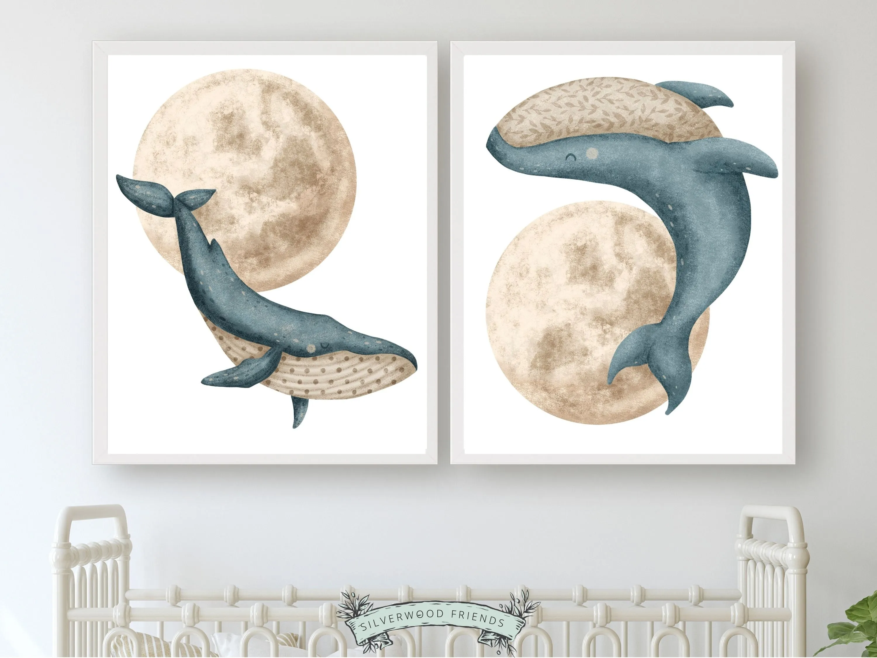 Whale Moon Nursery Prints