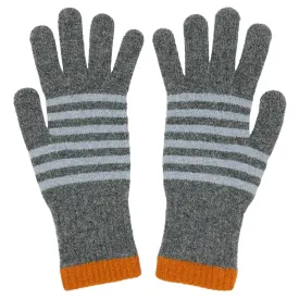 Women's Grey Stripe Lambswool Gloves