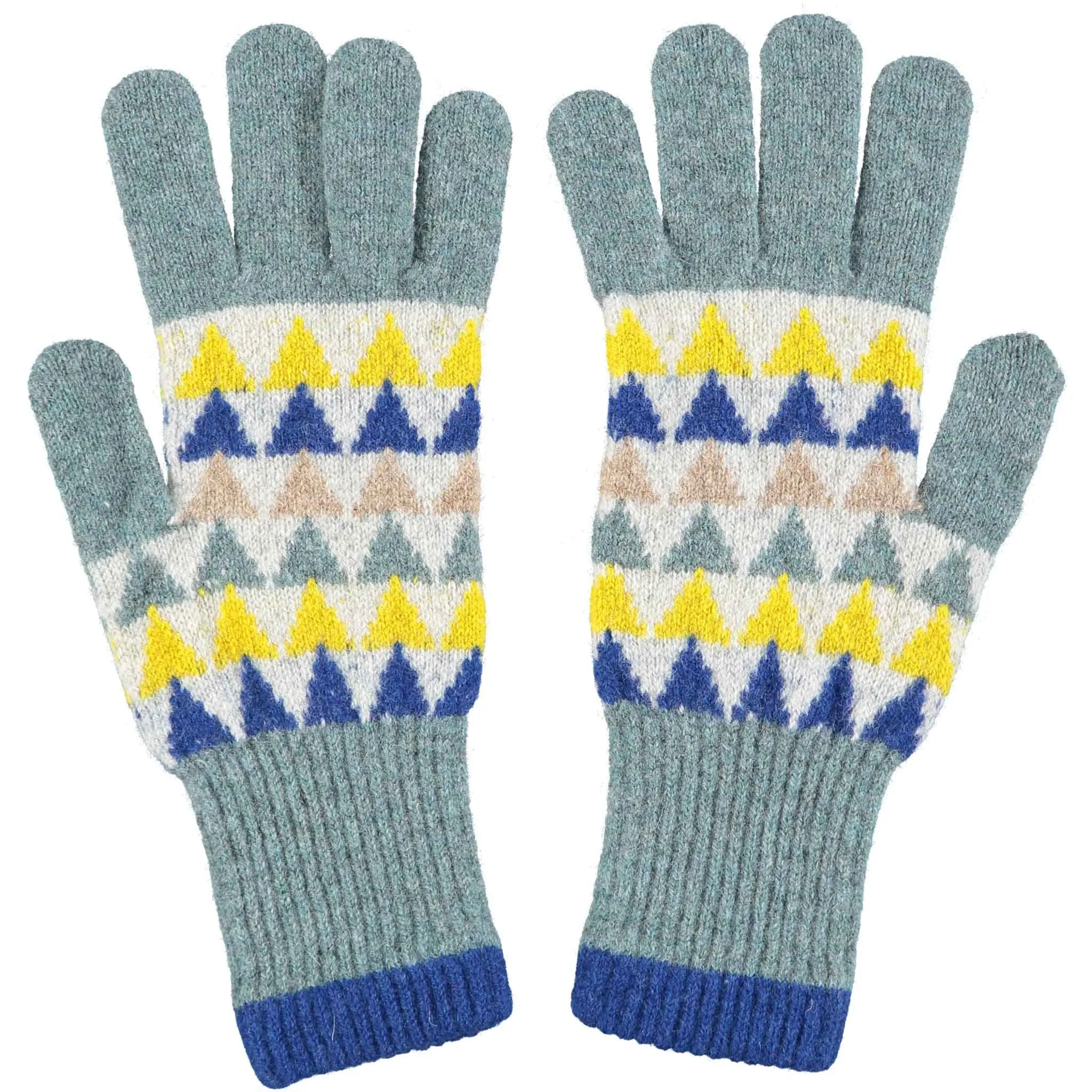 Women's Sea Green Triangle Lambswool Gloves