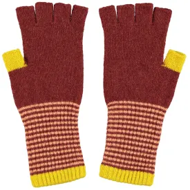 Women's Sienna & Electric Yellow Lambswool Fingerless Gloves